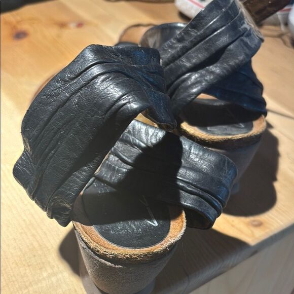 Miz Mooz Black Strappy Sandals with Ankle Strap - Picture 2 of 5